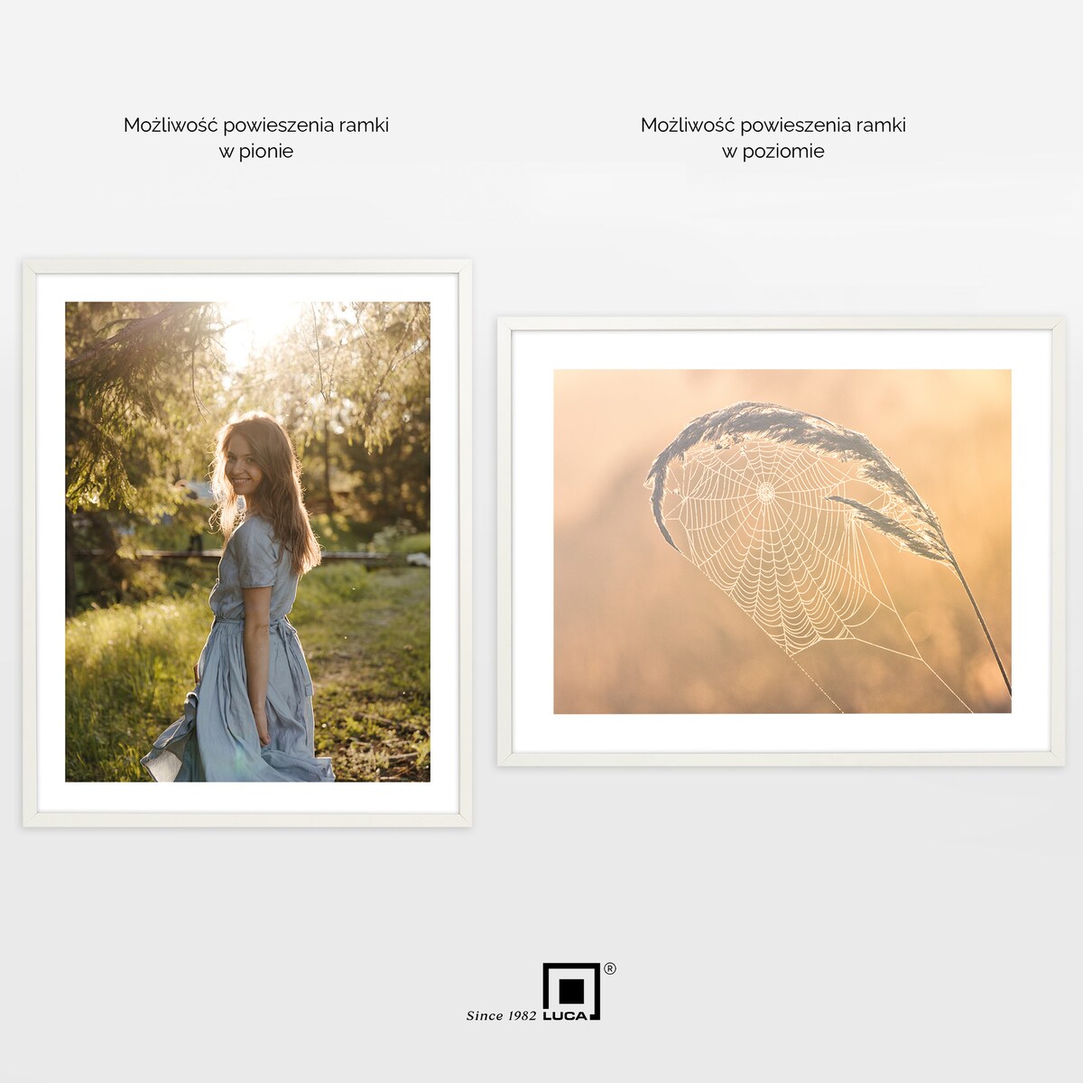 Biała ramka na zdjęcia 40x50 cm wisząca poziom pion rama MDF z plexi klasyczna ramka