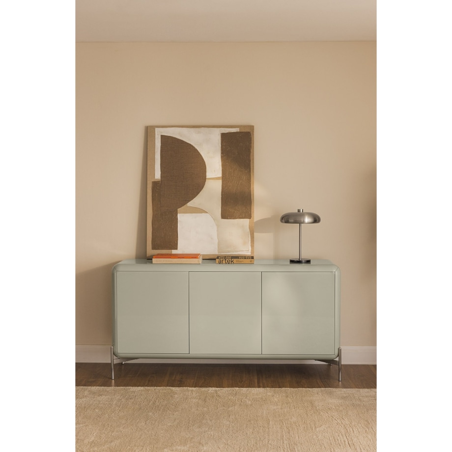 Komoda z płyty MDF błyszcząca Alazne 160x45 cm miętowa