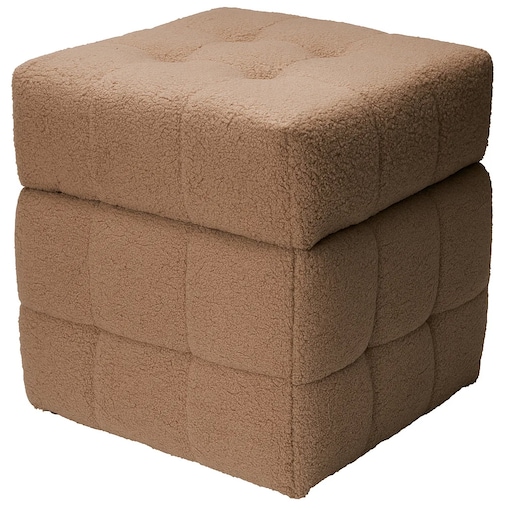 Pufa ze schowkiem kostka SQUARE, tapicerka baranek, 38 x 38 x 37 cm