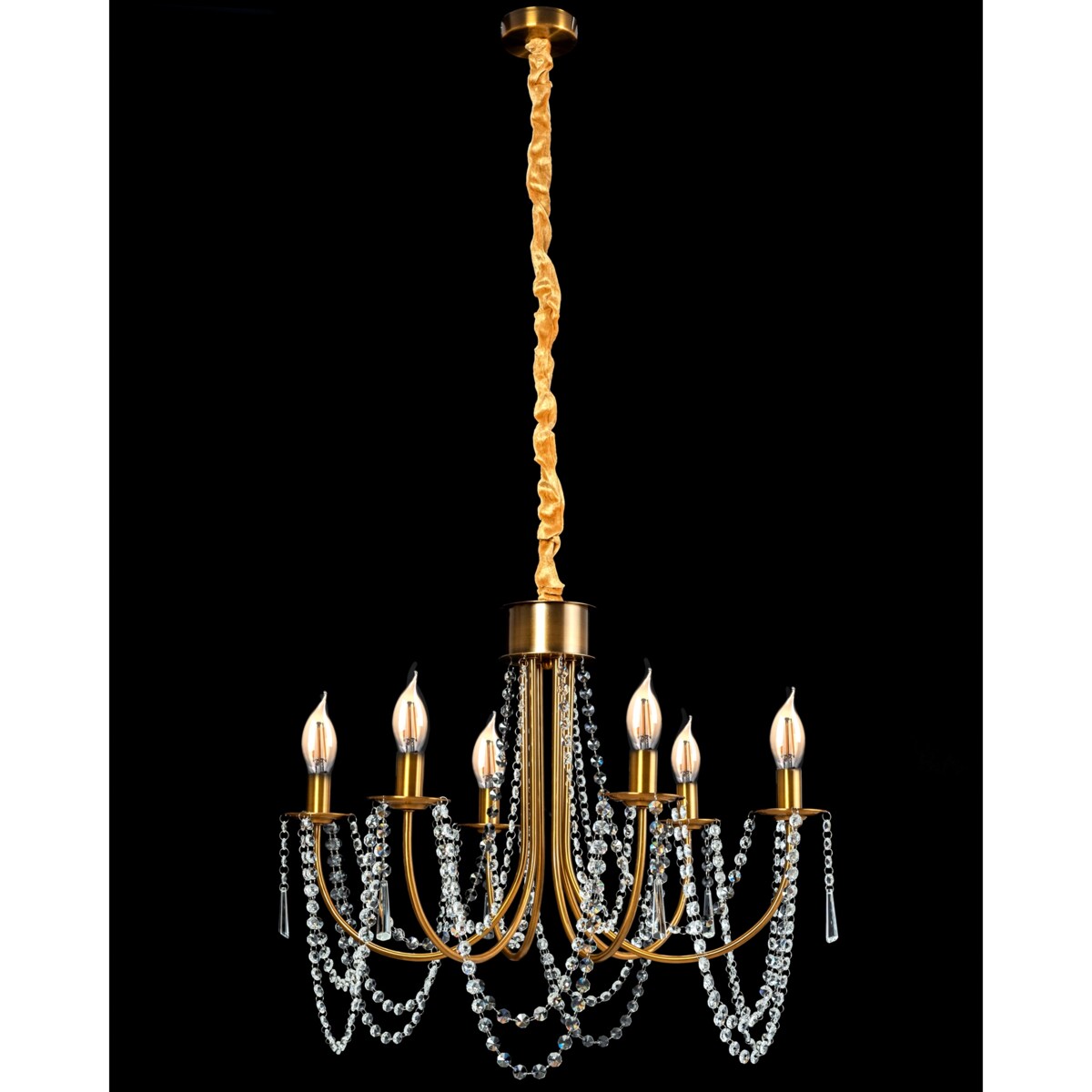 Lampa Kryształowa Wisząca Żyrandol Złoty Duża