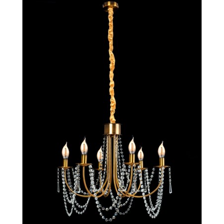 Lampa Kryształowa Wisząca Żyrandol Złoty Duża