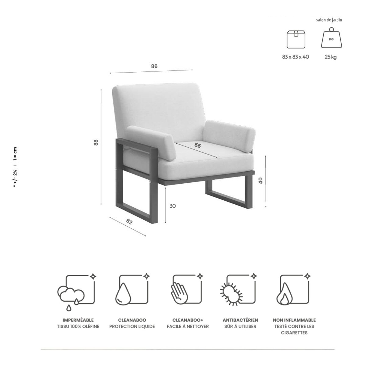 Fauteuil Soledo Beige clair - Cadre blanc