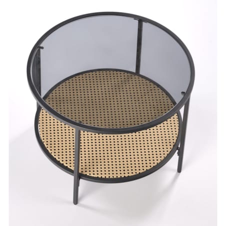 STOLIK KAWOWY Bahama SZKLANY BLAT okrągły dymiony/naturalny