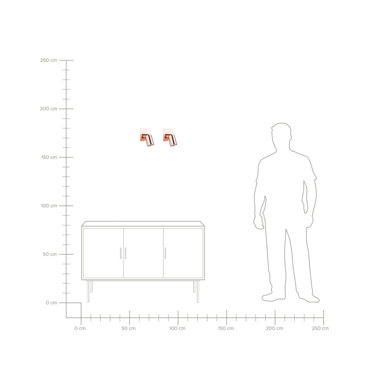 Zestaw 2 lamp spot metalowych miedziany TIGRIS