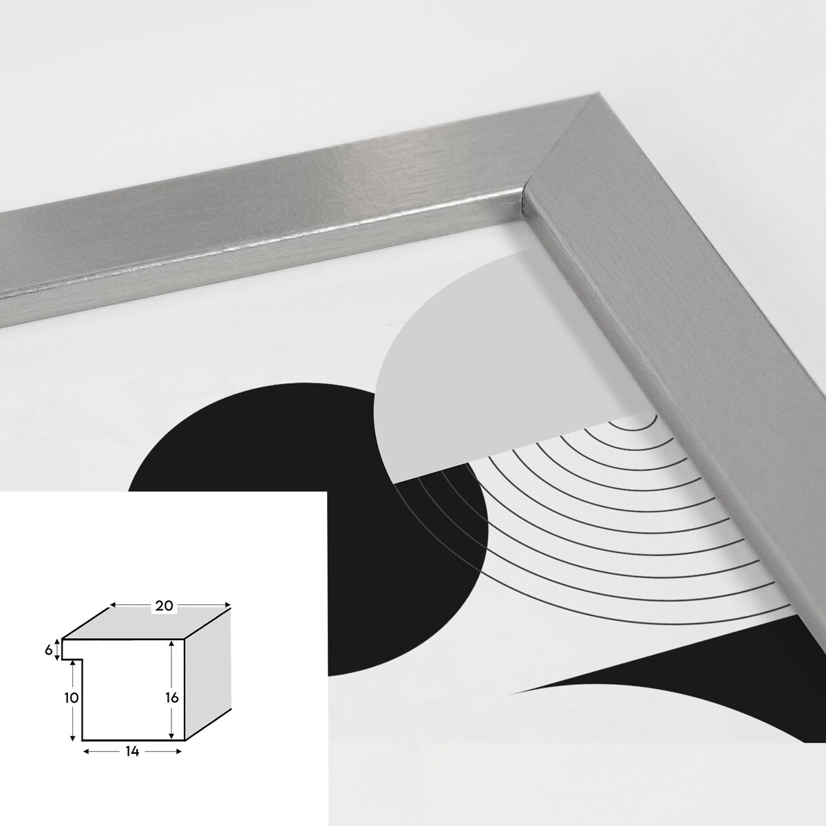 Ramka na zdjęcia 50x50 cm srebrna rama MDF z plexi do powieszenia pion poziom klasyczna kwadratowa ramka FRAMAI®