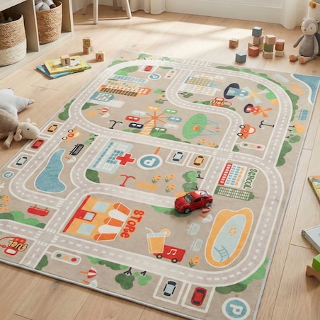 Dywan dziecięcy Ulice 150x200 cm e-floor beżowy