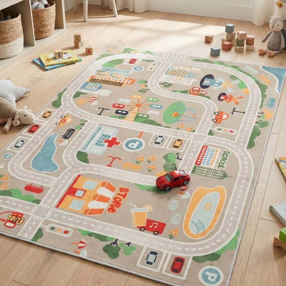 Dywan dziecięcy Ulice 150x200 cm e-floor beżowy