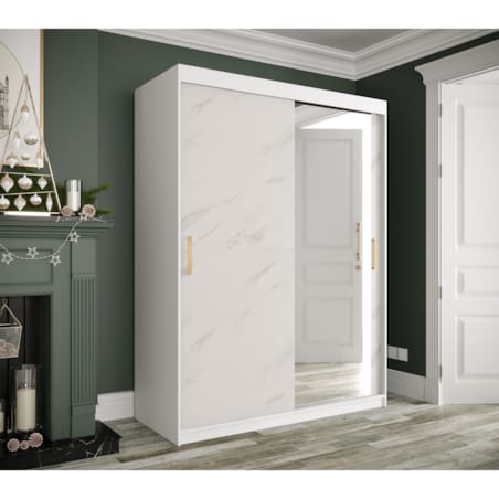Szafa przesuwna Garderoba MARMUR T2 150 gł. 62 biały