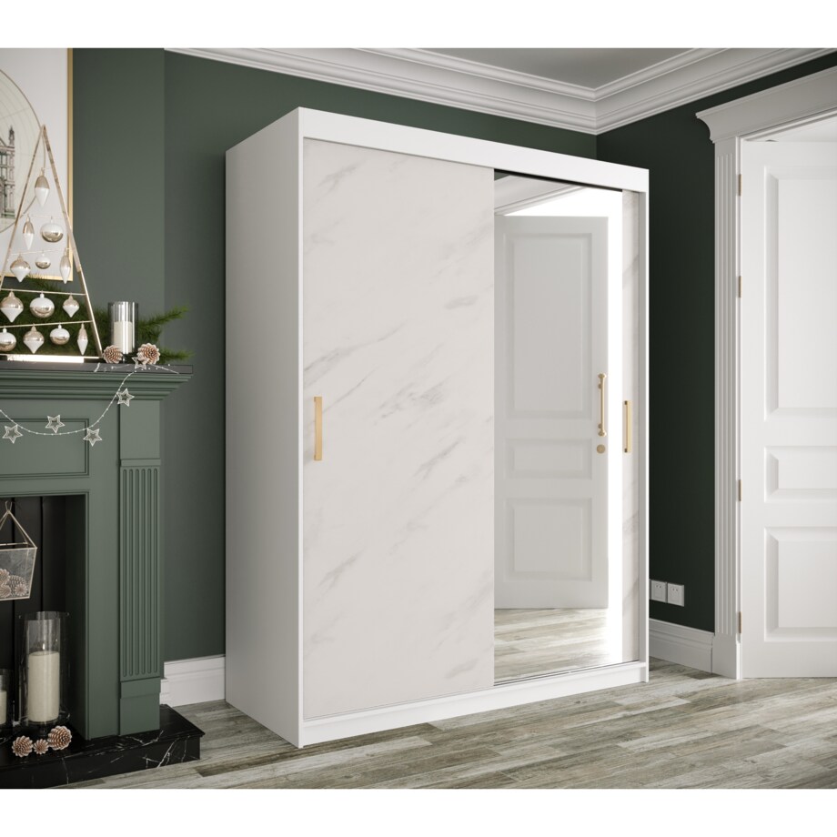 Szafa przesuwna Garderoba MARMUR T2 150 gł. 62 biały