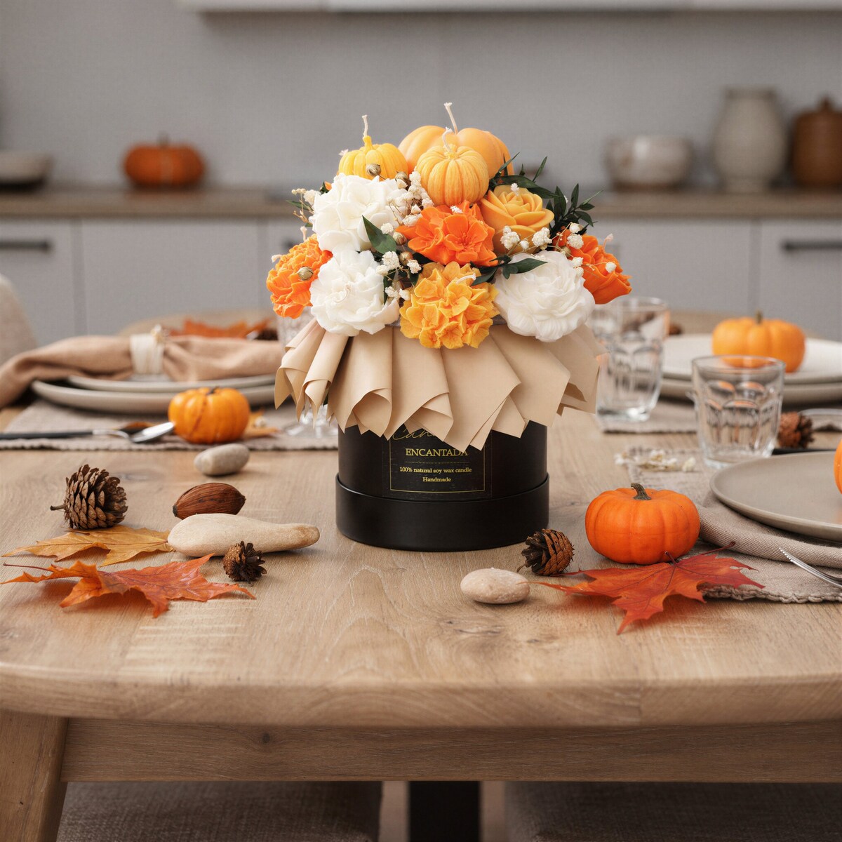 Świeca sojowa ZAPACHOWA świeczka JESIENNA dynia FLOWERBOX pumpkin BUKIET