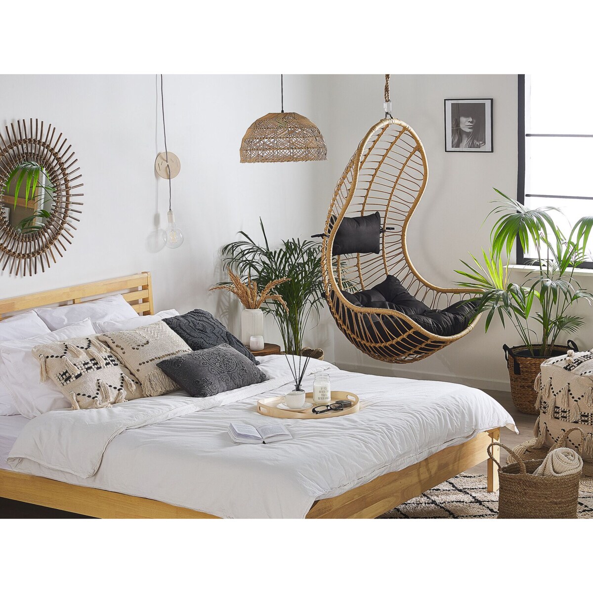 Fotel wiszący z technorattanu naturalny PINETO