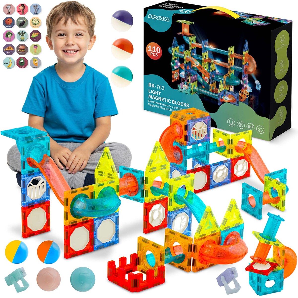 Klocki magnetyczne edukacyjne konstrukcyjne Ricokids