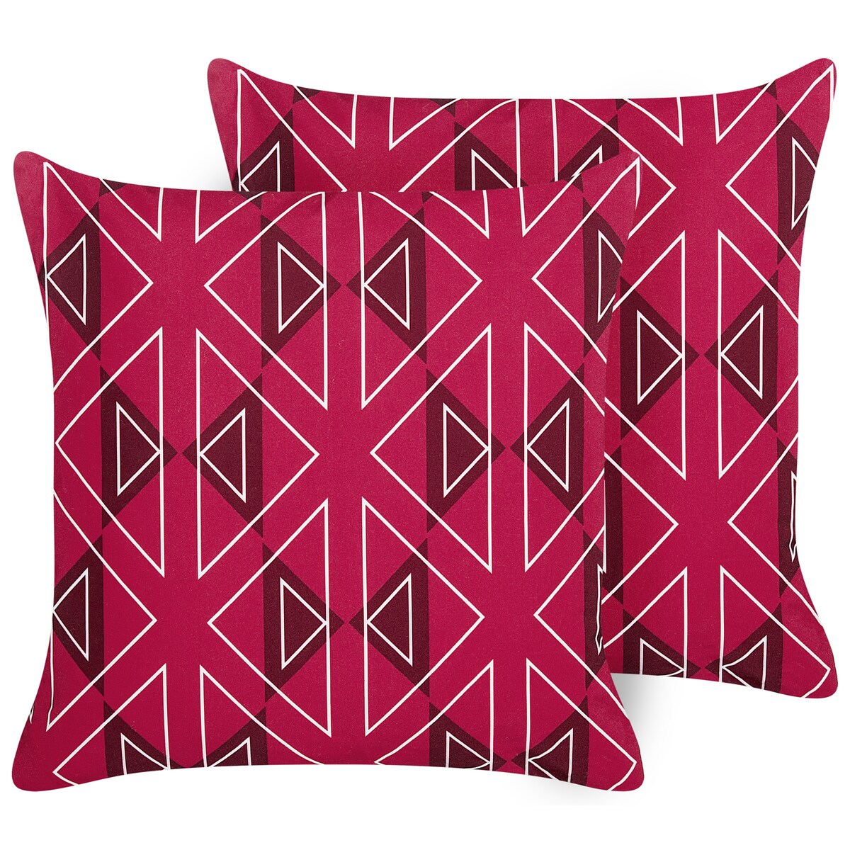 Zestaw 2 poduszek ogrodowych MEZZANO Wzór geometryczny 45 x 45 cm Różowy