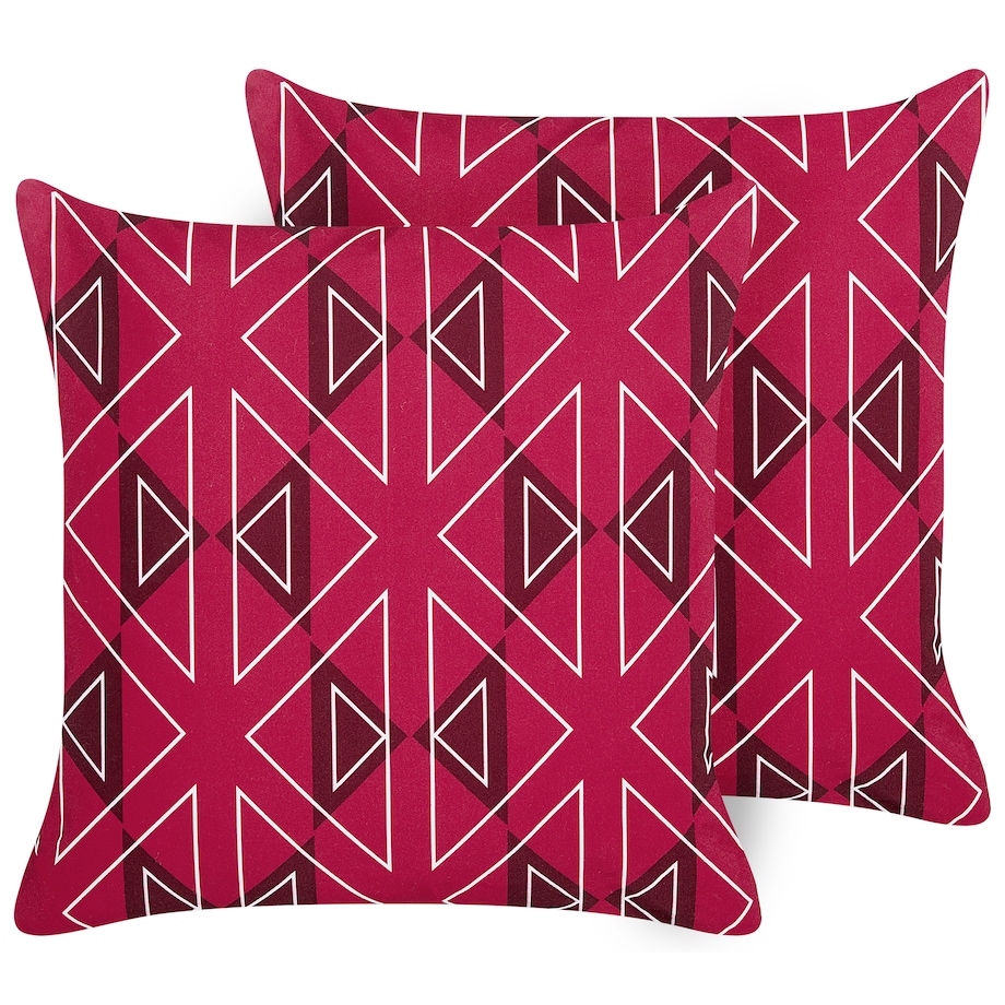 Zestaw 2 poduszek ogrodowych MEZZANO Wzór geometryczny 45 x 45 cm Różowy