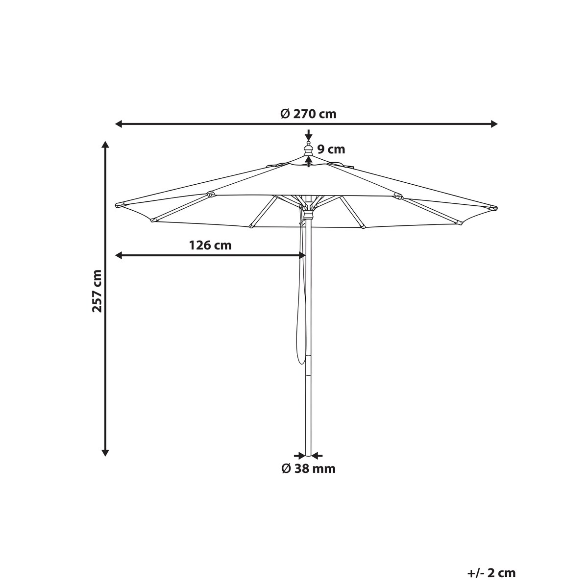 Parasol ogrodowy 270 cm TOSCANA Zielony