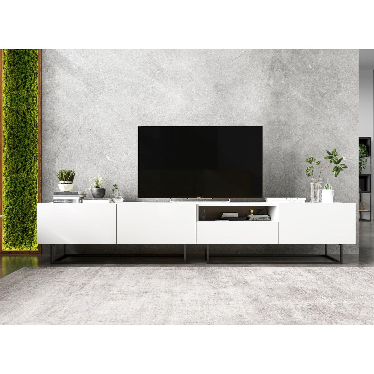 Szafka RTV Loft Industrialna Komoda RTV Szuflada Biały Mat 120 cm