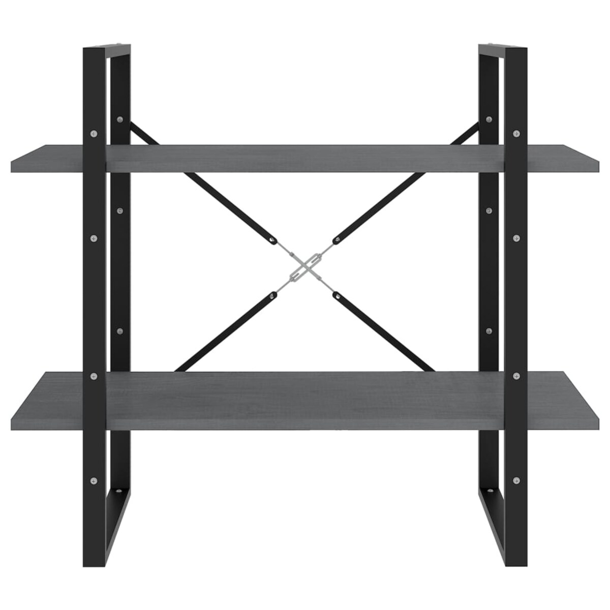 vidaXL Regał na książki, 2 półki, szary, 80x30x70 cm, drewno sosnowe