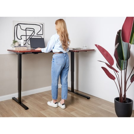 Biurko regulowane Elektryczny Prawostronny Ciemne drewno DESTINES