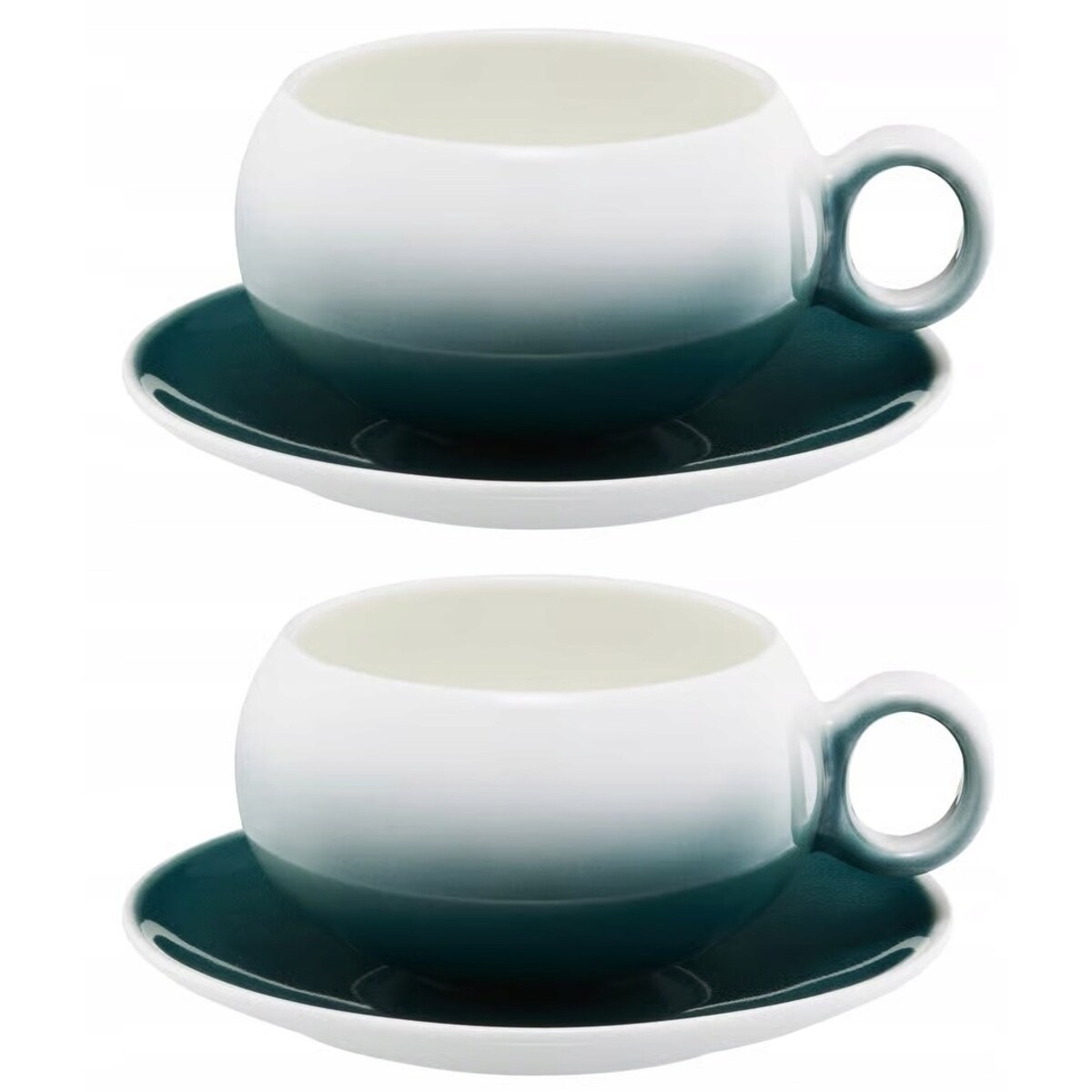 2x FILIŻANKA SPODEK CERAMIKA 250 ml na kawę espresso herbatę szmaragdowa