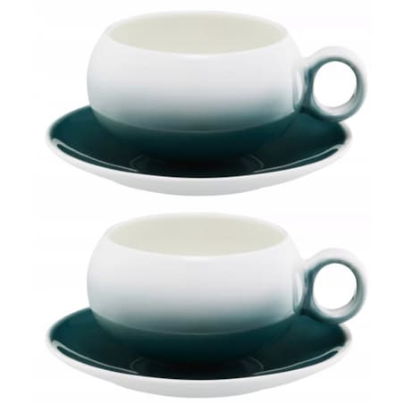 2x FILIŻANKA SPODEK CERAMIKA 250 ml na kawę espresso herbatę szmaragdowa
