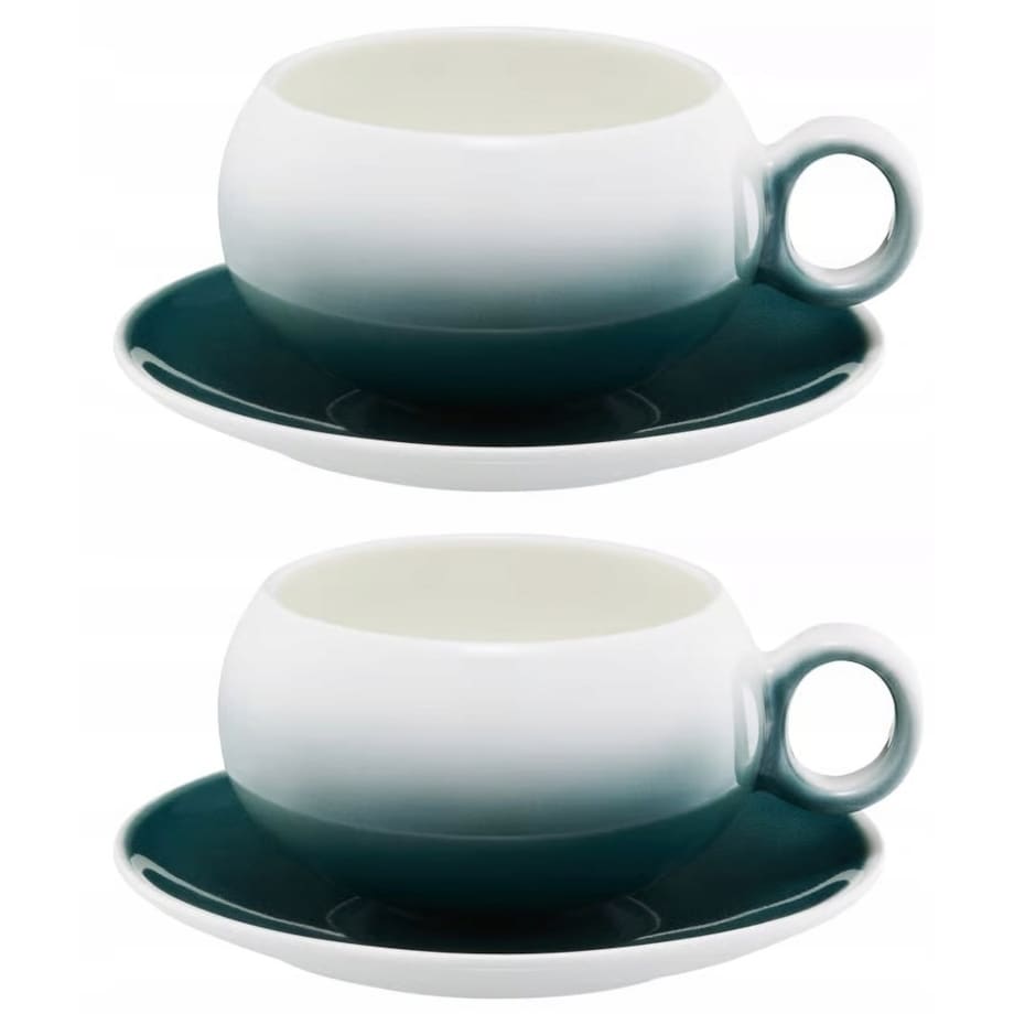 2x FILIŻANKA SPODEK CERAMIKA 250 ml na kawę espresso herbatę szmaragdowa