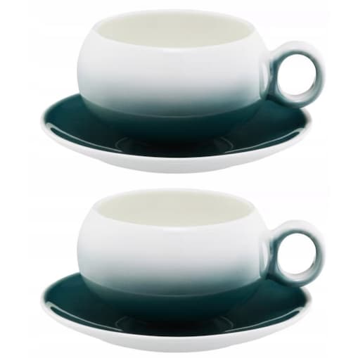 2x FILIŻANKA SPODEK CERAMIKA 250 ml na kawę espresso herbatę szmaragdowa