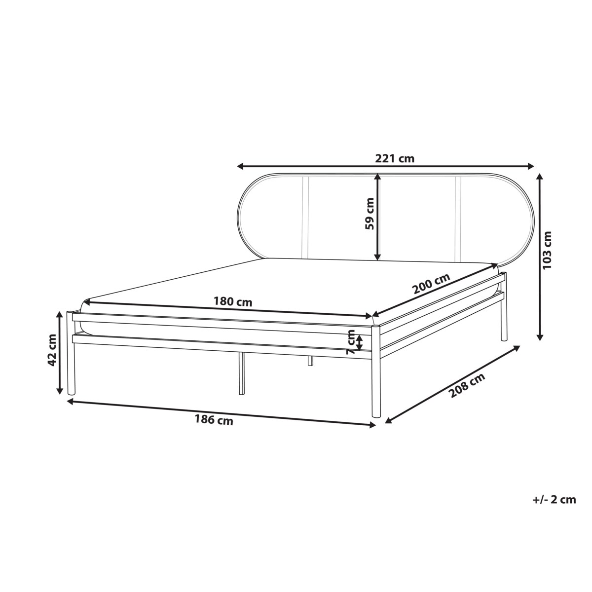 Łóżko Metal BOULIN 180 x 200 cm Czarny