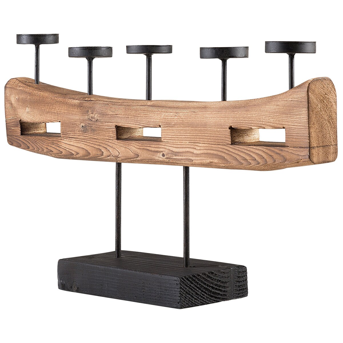 Świecznik GUATEMALA Drewno sosnowe 36 cm Brązowy