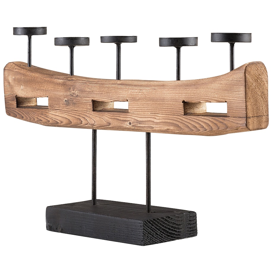 Świecznik GUATEMALA Drewno sosnowe 36 cm Brązowy