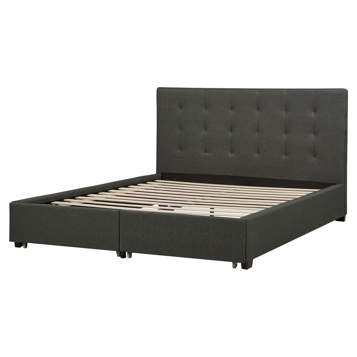 Łóżko z szufladami LA ROCHELLE Ciemnoszary 160 x 200 cm