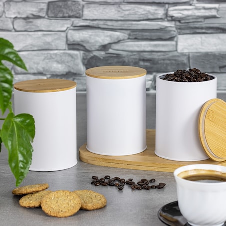 Zestaw 3 pojemników kawa herbata cukier biały KLAUSBERG