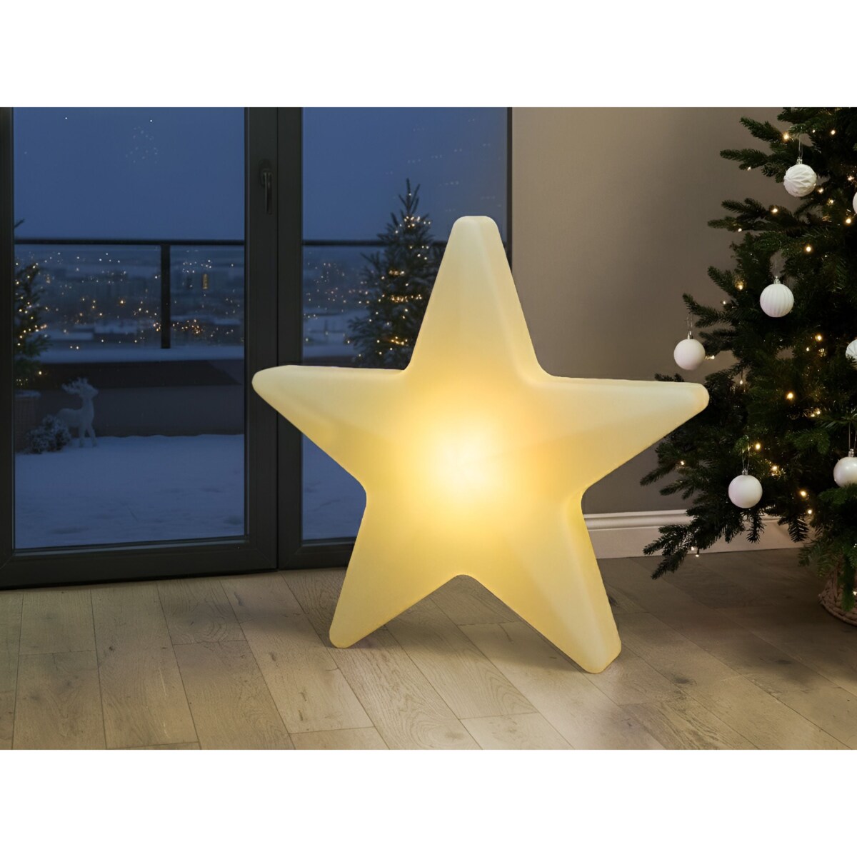 Lampa ogrodowa stojąca LED OLSAN Gwiazda 76 cm Biały