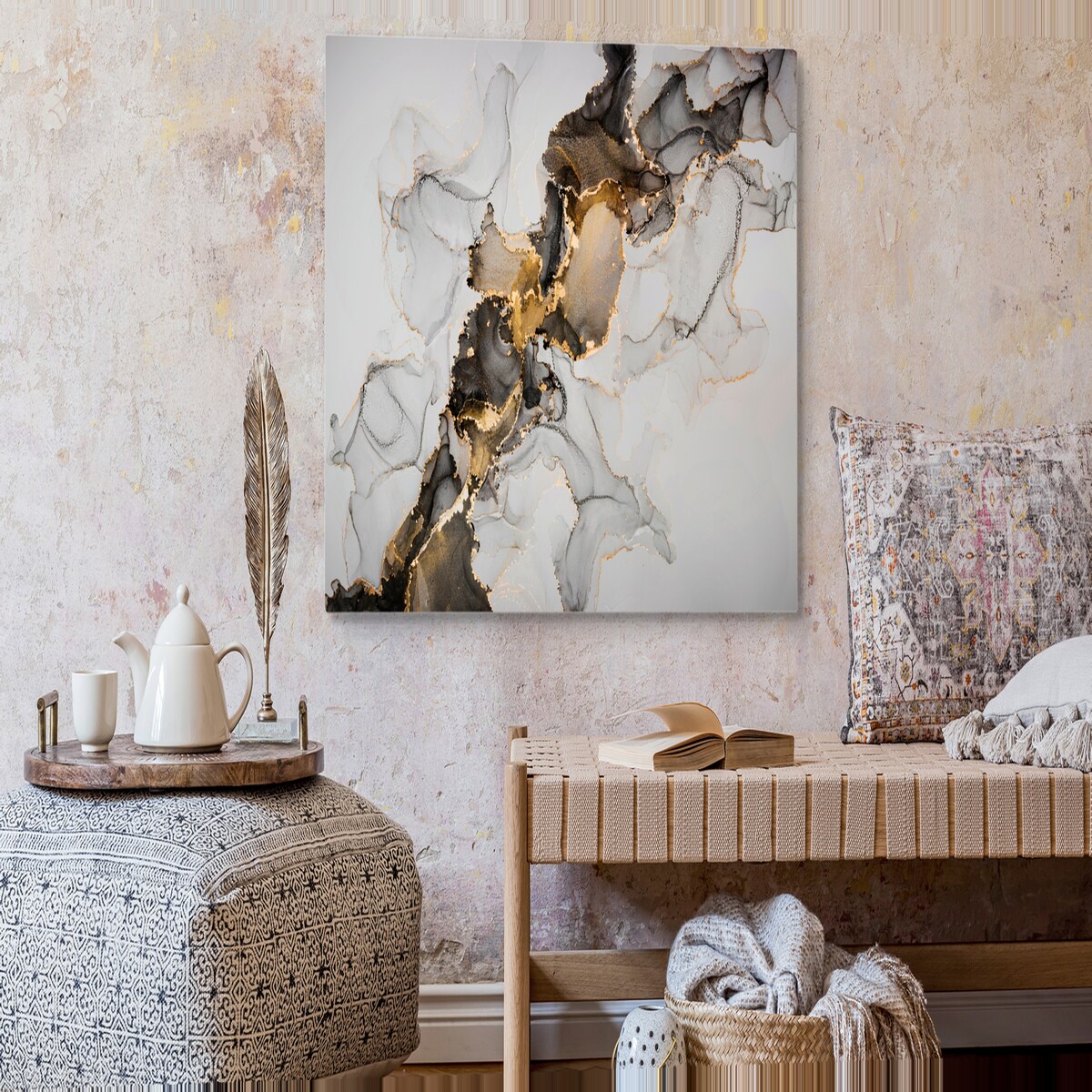 Obraz Na Płótnie Marmur W Stylu Glamour 120x80cm