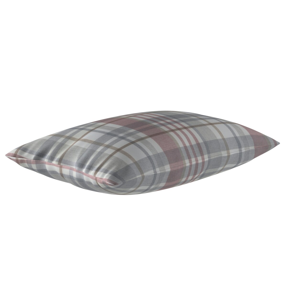 Poszewka Kinga na poduszkę prostokątną 47x28 kratka czerwono-szary melanż