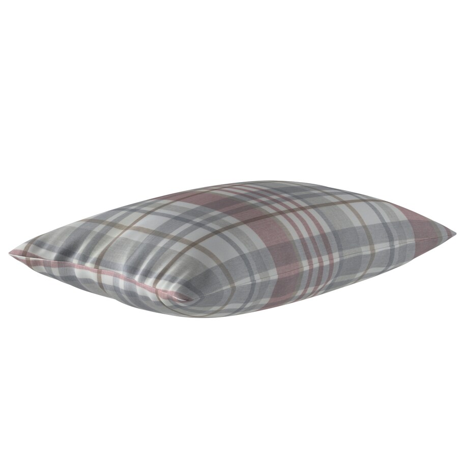 Poszewka Kinga na poduszkę prostokątną 47x28 kratka czerwono-szary melanż