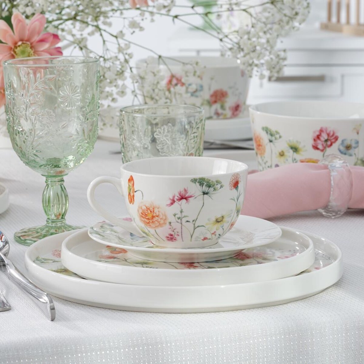 VILLA ITALIA Kieliszki do wody zielone 280 ml 6 sztuk MERIDA