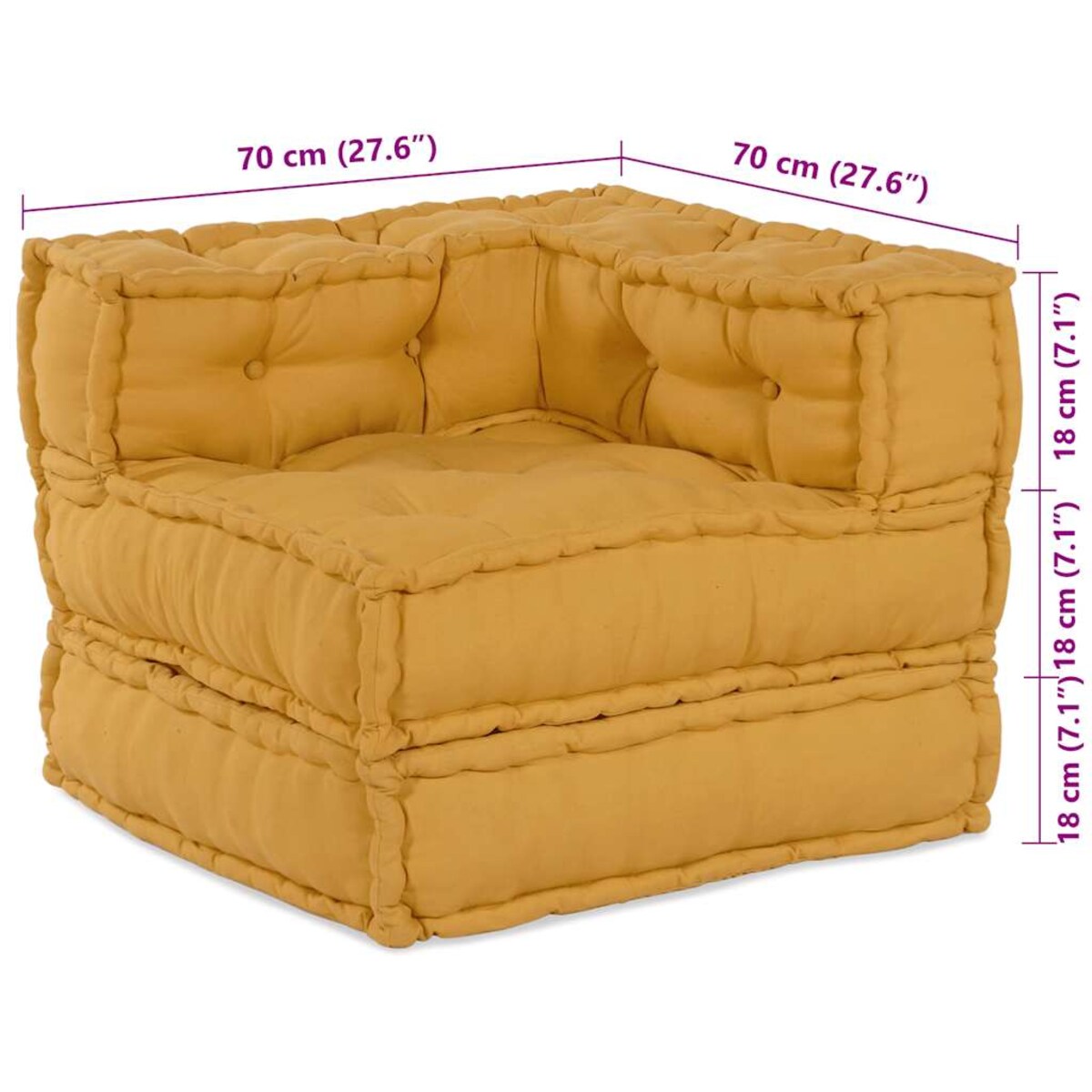 vidaXL Modułowa sofa, żółty, 70x70x54, tkanina
