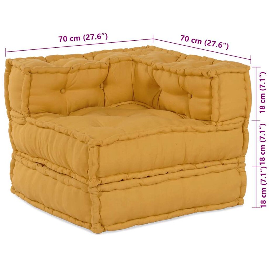 vidaXL Modułowa sofa, żółty, 70x70x54, tkanina