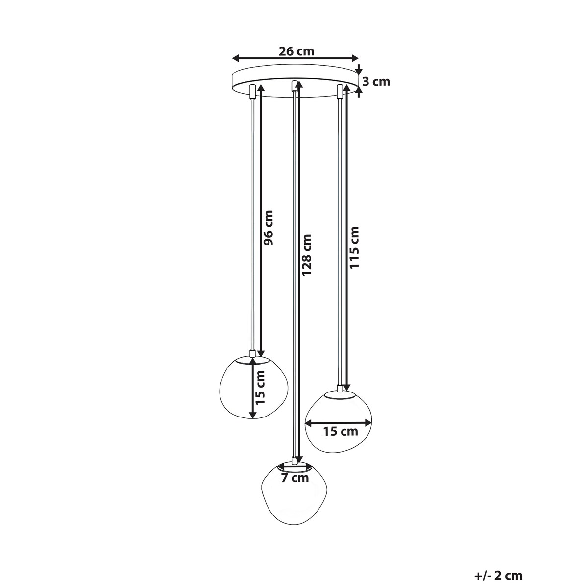 Lampa wisząca 3-punktowa TSHUAPA Szkło Kolorowy