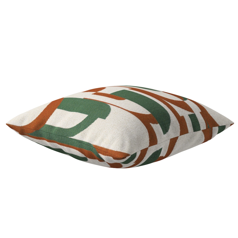 Poszewka Kinga na poduszkę 43x43 zielono-czerwony wzory na kremowym tle