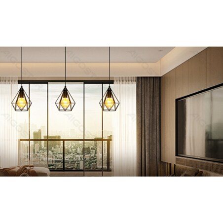 żyrandol z żelazną klatką czarny e27