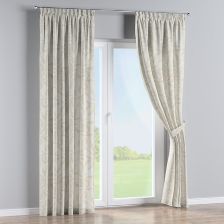 Zasłona na taśmie marszczącej 1 szt. 130x245 szaro-beżowe liście akantu