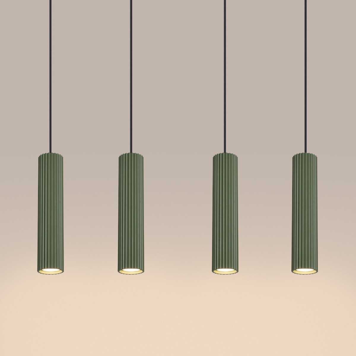 Lampa wisząca KARBON 4L zielona oliwka