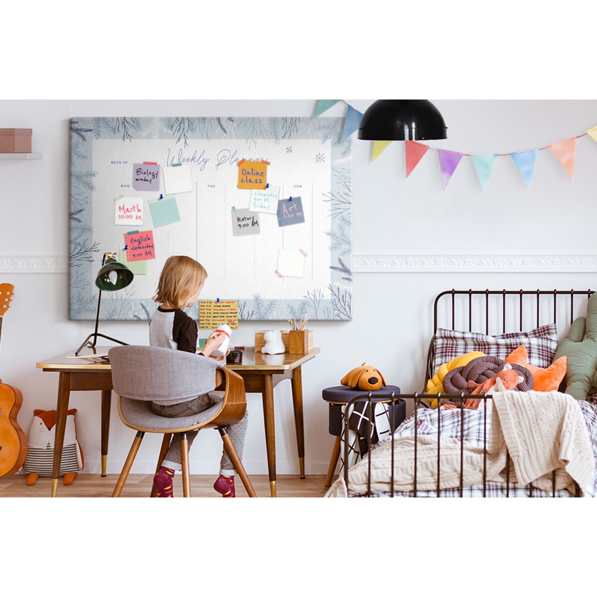 Tablica korkowa Planer tygodniowy 140x100cm - drewniane pinezki