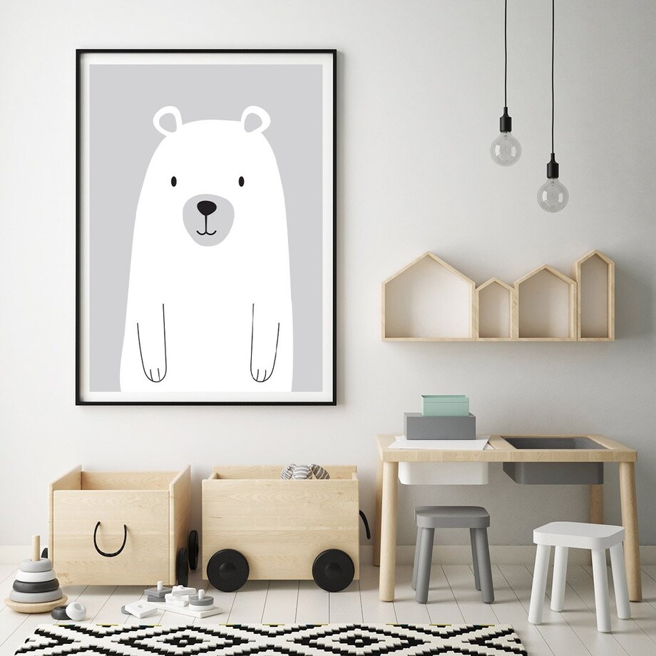 Plakat dla dzieci Miś szary 30x40