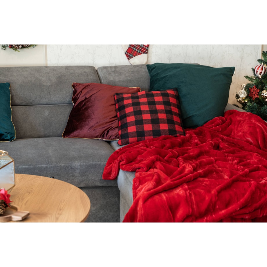 Poduszka w kratę, poliester, 45 x 45 cm