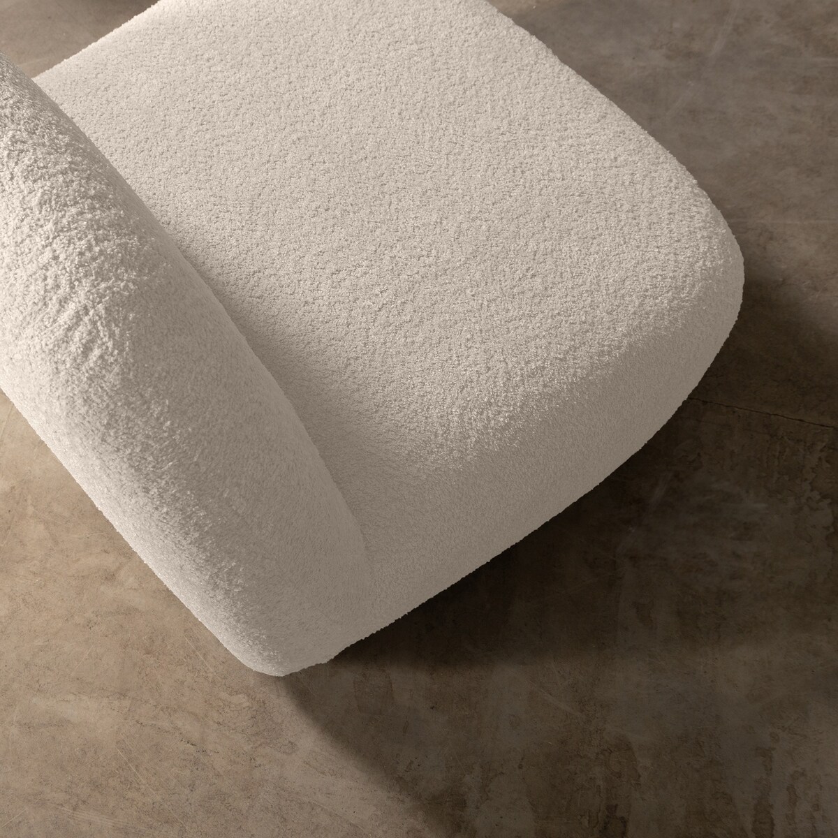 Fotel obrotowy bouclé kremowy Eroni