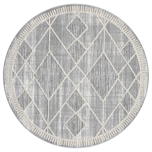 Dywan okrągły nowoczesny geometryczny high low Flaire 1780 szary 200x200