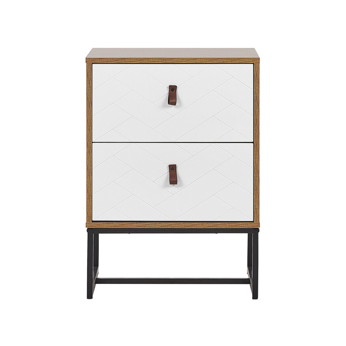 Szafka nocna jasne drewno z białym NUEVA