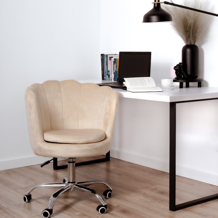 Fotel biurowy krzesło obrotowe muszelka regulowane welurowe